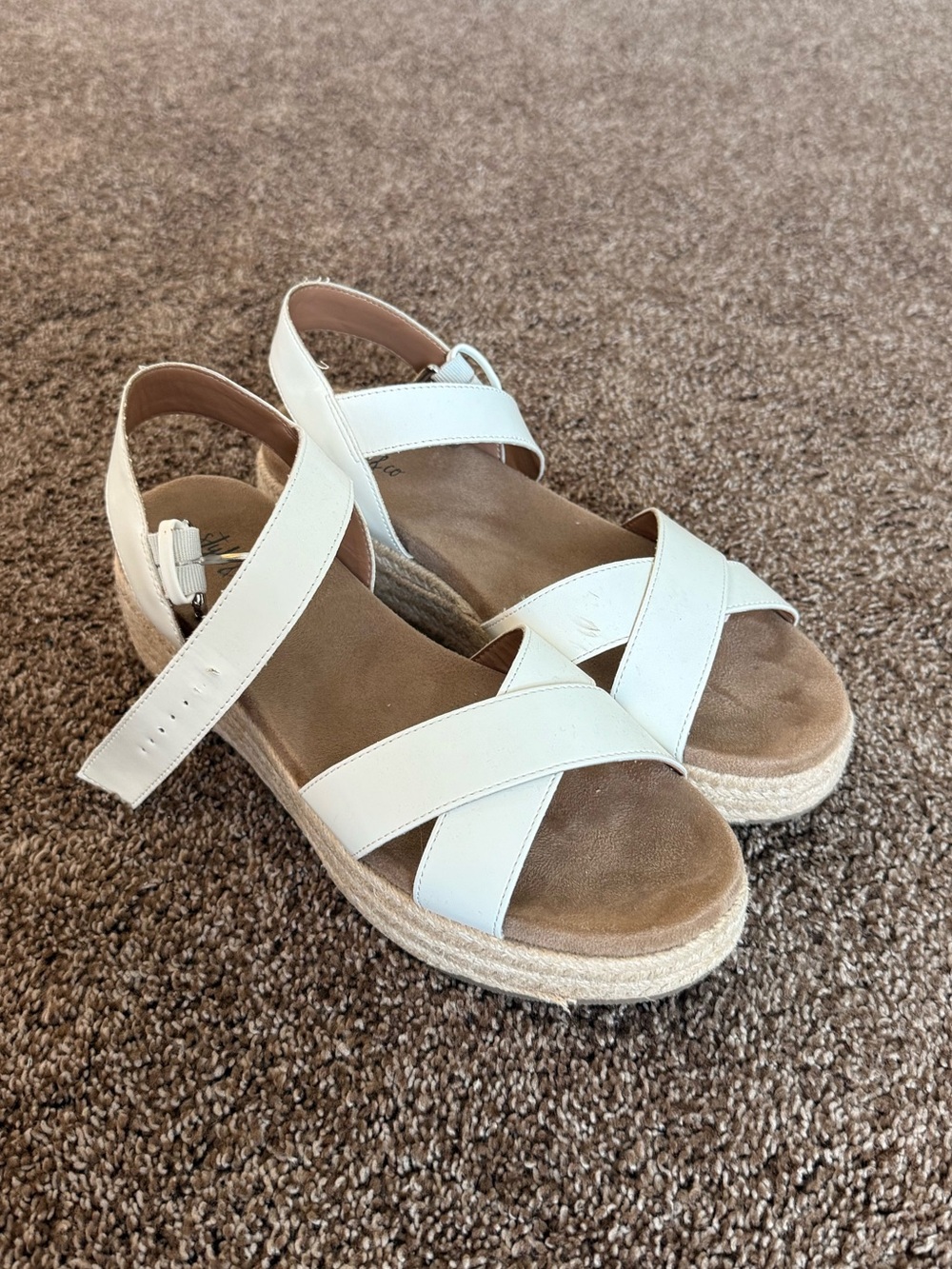 Style & Co. Cream Cross-Strap Espadrille Wedge Sandals